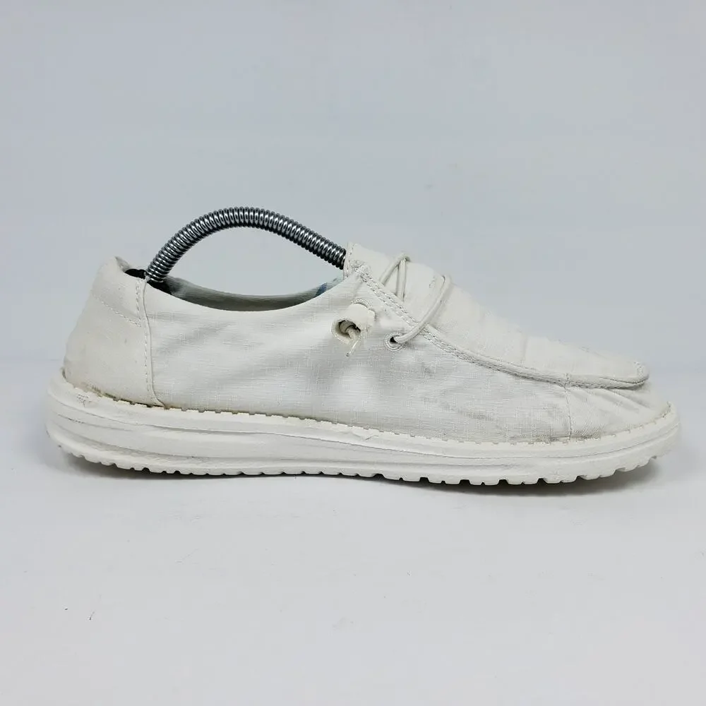 Hey Dude Wendy Womens Size 8 Silk Moon White Slip On Casual Loafer Shoes
